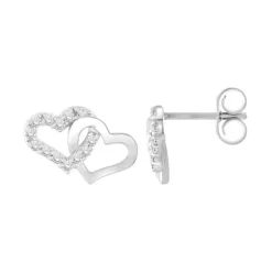 Boucles d'Oreilles Femme Puces OR 375/1000 Blanc et Oxydes