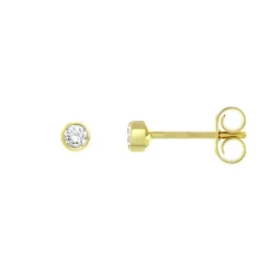 Boucles d'Oreilles Femme Puces OR 375/1000 Jaune et Oxydes