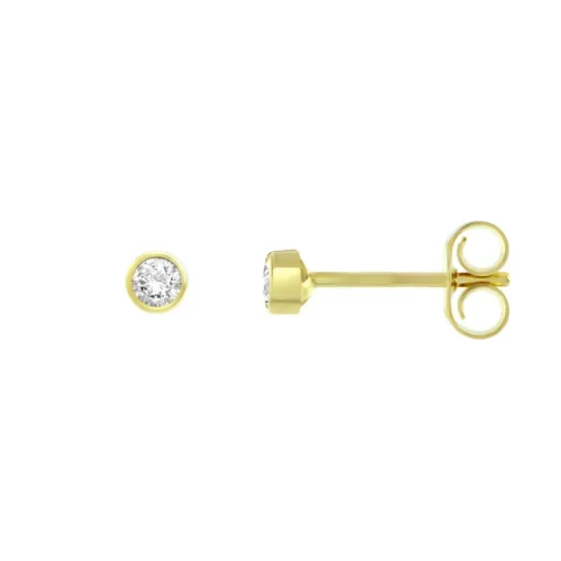 Boucles d'Oreilles Femme Puces OR 375/1000 Jaune et Oxydes