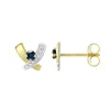 Boucles d'Oreilles Femme Puces OR 375/1000 Bicolore et Saphirs