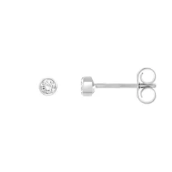 Boucles d'Oreilles Femme Puces OR 375/1000 Blanc et Oxydes