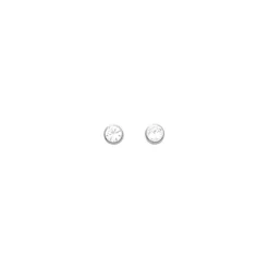 Boucles d'Oreilles Femme Puces OR 375/1000 Blanc et Oxydes