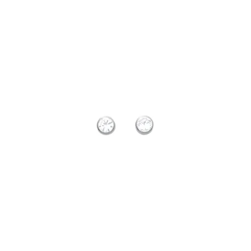 Boucles d'Oreilles Femme Puces OR 375/1000 Blanc et Oxydes