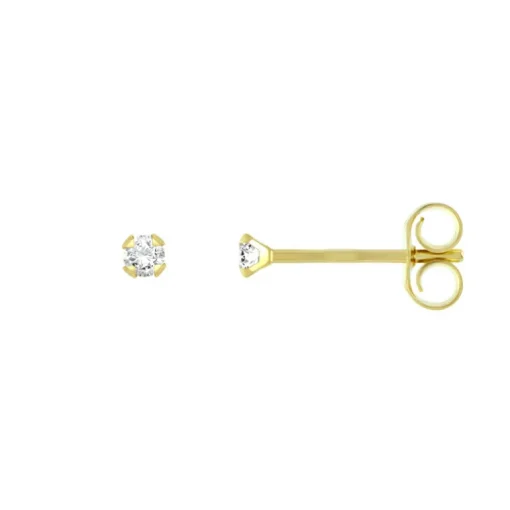 Boucles d'Oreilles Femme Puces OR 375/1000 Jaune et Oxydes