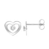 Boucles d'Oreilles Femme Puces Coeurs OR 375/1000 Blanc et Oxydes