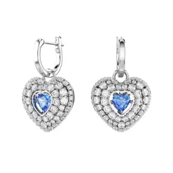 Boucles d'Oreilles Femme Pendantes Coeur Swarovski Idyllia Métal Argenté et Zircones 5680392
