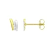 Boucles d'Oreilles Femme Puces EDORA OR 375/1000 Bicolore et Oxydes