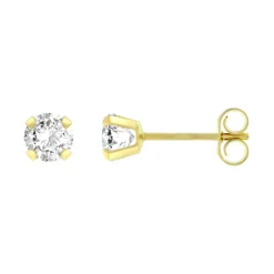 Boucles d'Oreilles Femme Puces OR 375/1000 Jaune et Oxydes
