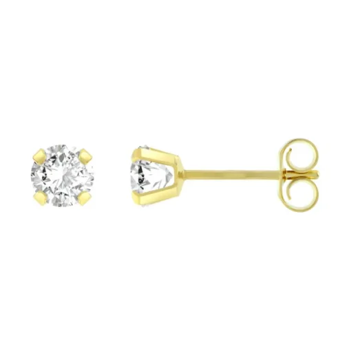 Boucles d'Oreilles Femme Puces OR 375/1000 Jaune et Oxydes