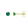 Boucles d'Oreilles Femme Puces OR 750/1000 Jaune et Emeraudes