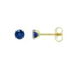 Boucles d'Oreilles Femme Puces OR 750/1000 Jaune et Saphirs