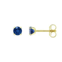 Boucles d'Oreilles Femme Puces OR 750/1000 Jaune et Saphirs
