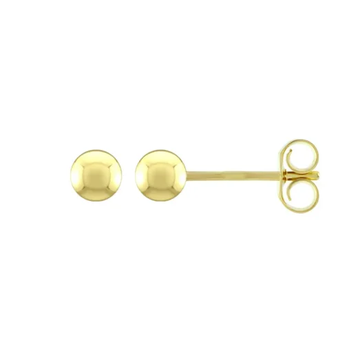 Boucles d'Oreilles Femme Puces Boules OR 750/1000 Jaune