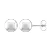 Boucles d'Oreilles Femme Puces Boules OR 750/1000 Blanc