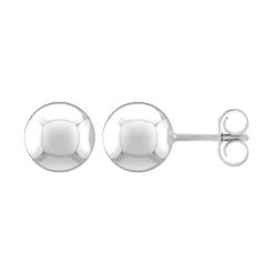 Boucles d'Oreilles Femme Puces Boules OR 750/1000 Blanc