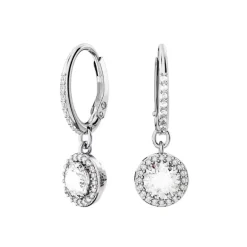 Boucles d'Oreilles Femme Pendantes SWAROVSKI UNA Métal Rhodié Blanc et Cristaux 5636270