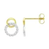 Boucles d'Oreilles Femme Puces OR 375/1000 Bicolore et Oxydes