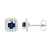 Boucles d'Oreilles Femme Puces OR 375/1000 Blanc et Saphirs