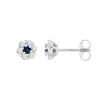 Boucles d'Oreilles Femme Puces OR 375/1000 Blanc et Saphir