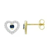Boucles d'Oreilles Femme Puces OR 375/1000 Bicolore et Saphirs