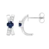 Boucles d'Oreilles Femme Puces OR 375/1000 Blanc et Saphirs