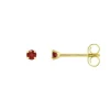 Boucles d'Oreilles Femme Puces OR 375/1000 Jaune et Rubis
