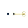 Boucles d'Oreilles Femme Puces OR 375/1000 Jaune et Saphirs