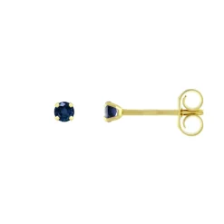 Boucles d'Oreilles Femme Puces OR 375/1000 Jaune et Saphirs