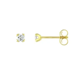 Boucles d'Oreilles Femme Puces OR 375/1000 Jaune et Oxydes