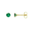 Boucles d'Oreilles Femme Puces OR 750/1000 Jaune et Emeraudes