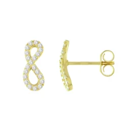 Boucles d'Oreilles Femme Puces Infini OR 375/1000 Jaune et Oxydes