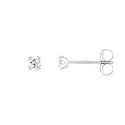 Boucles d'Oreilles Femme Puces OR 375/1000 Blanc et Oxydes