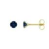 Boucles d'Oreilles Femme Puces OR 375/1000 Jaune et Saphirs