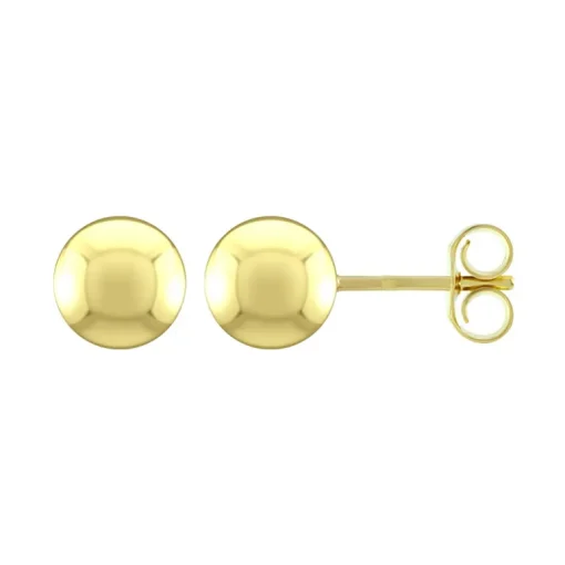 Boucles d'Oreilles Femme Puces Boules OR 750/1000 Jaune