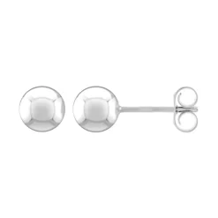 Boucles d'Oreilles Femme Puces Boules OR 375/1000 Blanc