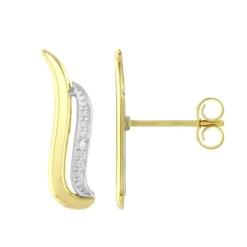 Boucles d'Oreilles Femme Puces OR 750/1000 Bicolore et Diamants