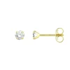 Boucles d'Oreilles Femme Puces OR 375/1000 Jaune et Oxyde