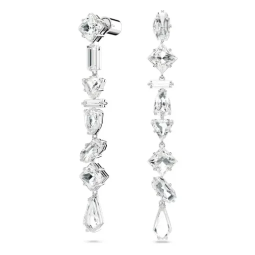 Boucles d'Oreilles Femme Pendantes Mesmera Métal Rhodié et Cristaux 5671807