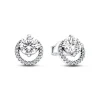 Boucles d'Oreilles Femme Puces Pandora ARGENT 925/1000 Halo Rond Scintillant 291248C01