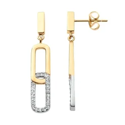 Boucles d'Oreilles Femme Pendantes PHEBUS ACIER Doré et Oxydes 842-041.J