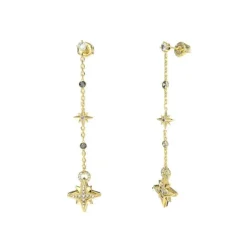 Boucles d'Oreilles Femme Pendantes Guess Bijoux Acier Doré et Strass JUBE03328JWYG