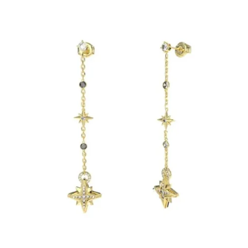 Boucles d'Oreilles Femme Pendantes Guess Bijoux Acier Doré et Strass JUBE03328JWYG