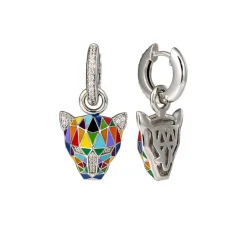 Boucles d'Oreilles Femme Pendantes UNA STORIA FAUVE PANTHÈRE Argent 925/1000 Rhodié