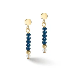Boucles d'Oreilles Femme Pendantes CŒUR DE LION LITTLE TWINKLE BLEU Acier Doré Verre Taillé