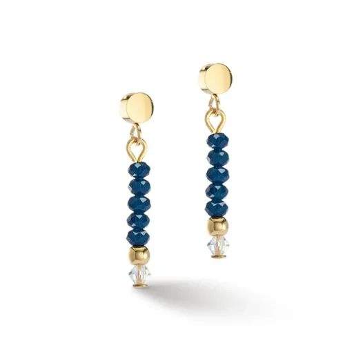 Boucles d'Oreilles Femme Pendantes CŒUR DE LION LITTLE TWINKLE BLEU Acier Doré Verre Taillé