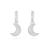 Boucles d'Oreilles Femme Pendantes SWAROVSKI LUNA Métal Rhodié Blanc