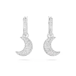 Boucles d'Oreilles Femme Pendantes SWAROVSKI LUNA Métal Rhodié Blanc
