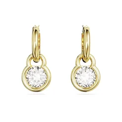 Boucles d'Oreilles Femme Pendantes SWAROVSKI DEXTERA COUPE RONDE Plaqué Ton Or