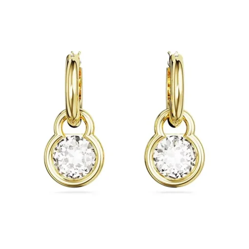 Boucles d'Oreilles Femme Pendantes SWAROVSKI DEXTERA COUPE RONDE Plaqué Ton Or