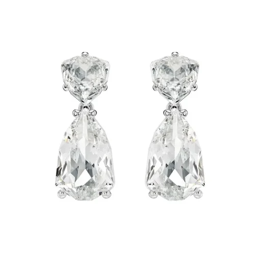 Boucles d'Oreilles Femme Pendantes SWAROVSKI MESMERA Métal Rhodié Blanc